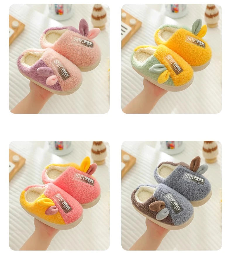 Cute Animal Print Plush Slippers for Kids | Cozy Indoor Shoes
