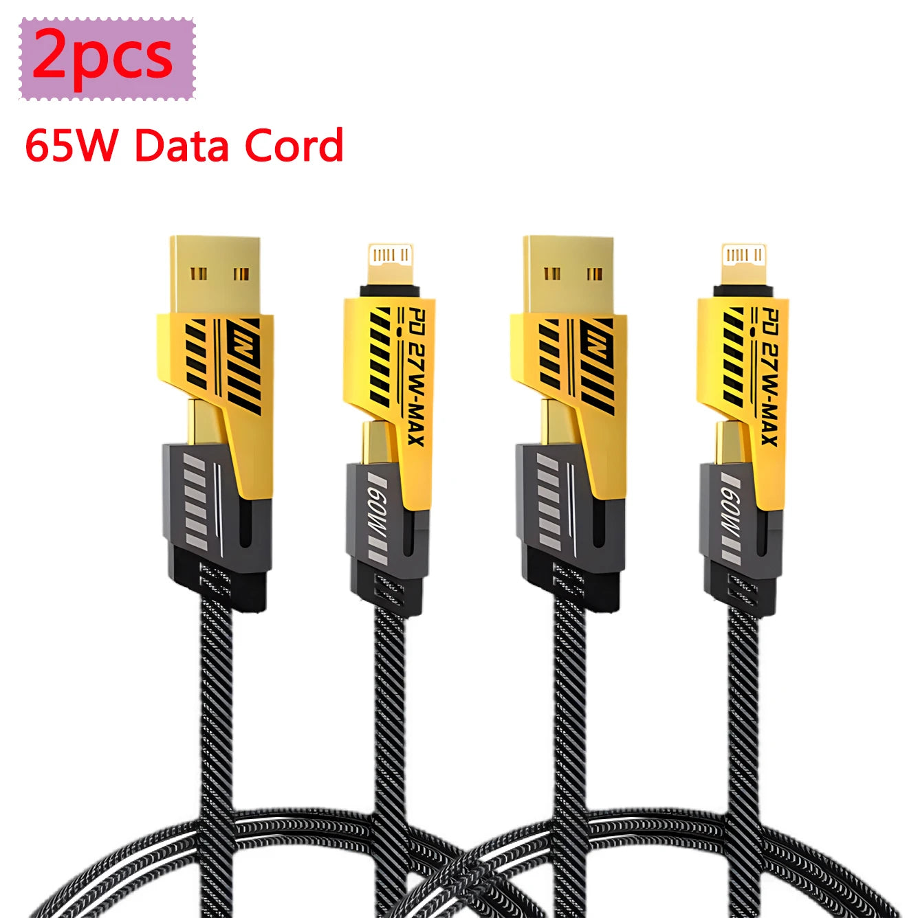 4-in-1 1-2PCS 1M 65W Type C USB Fast Charging Cable For iPhone 15 14 13 12 11 Pro Max iPad PD 27W USB C Cable