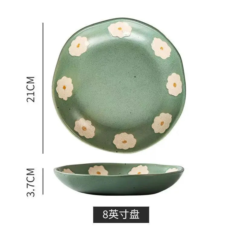 Hand-Painted Floral Ceramic Deep Plates | Vintage Dinner Dishes