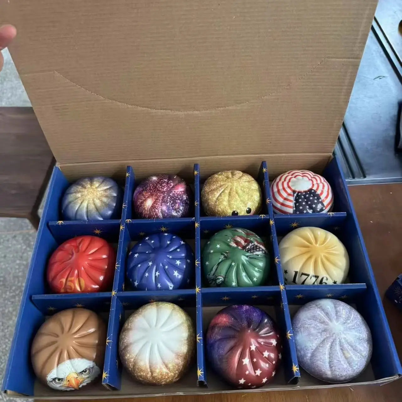 250th USA Anniversary Liberty Dumplings 12pc Gift Set 1776-2026 Eagle Statue Squishy Toy Independence Day Commemorative Gift