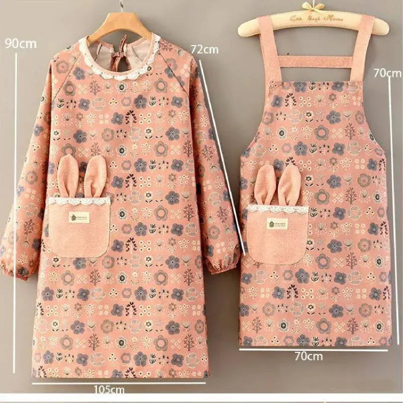 Flower Printed Kitchen Apron | Stylish Cooking Smock for Home