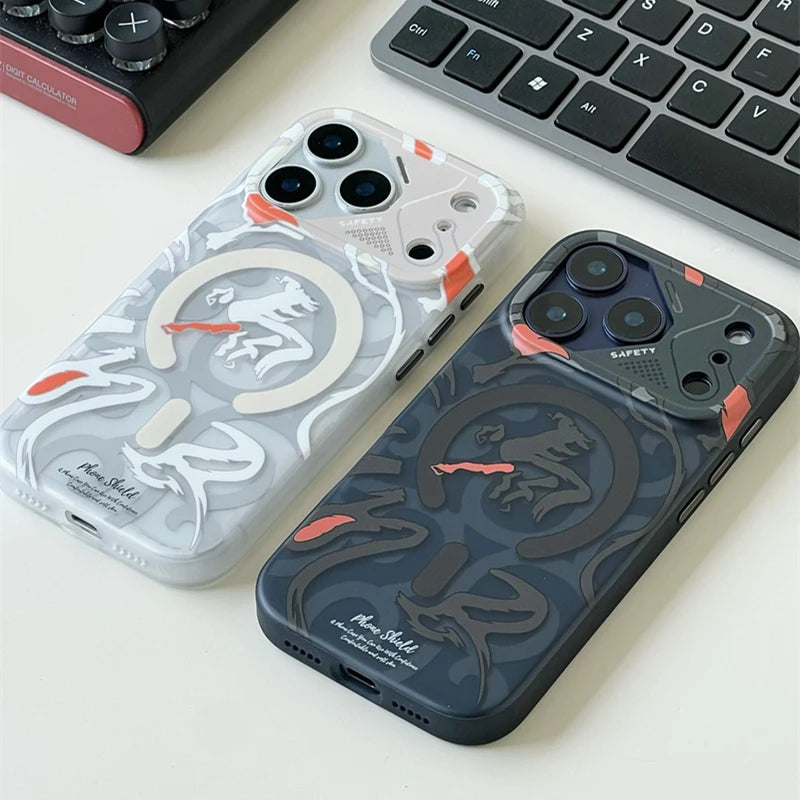Magnetic Geometric Graffiti Case | Wireless Charging Compatible