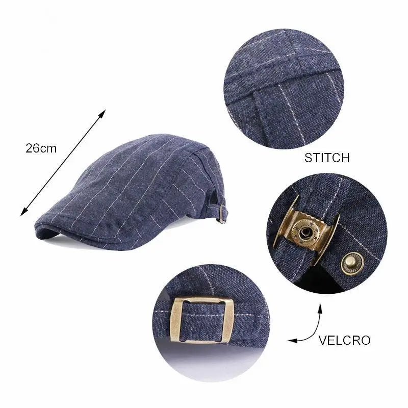 Spring/Summer Breathable Lightweight Double Button Adjustable Beret Peaked Cap Painter Hat