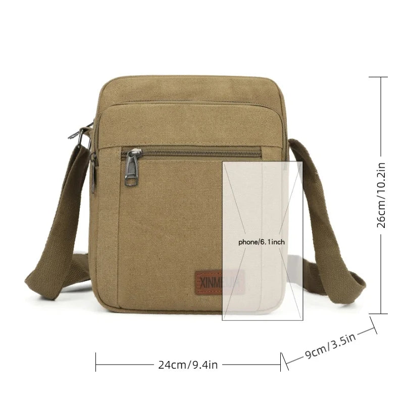 Bolsos de Hombro Cruzados de Lona Duradera para Hombres | Estilo Vintage