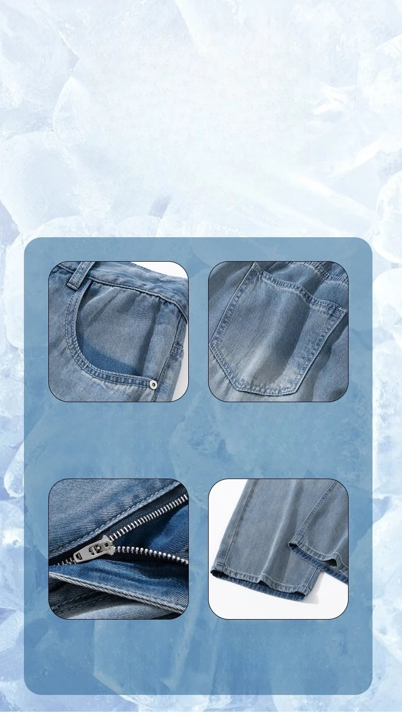 Men's Wide Leg Jeans | Breathable Loose Straight Leg Denim Pants
