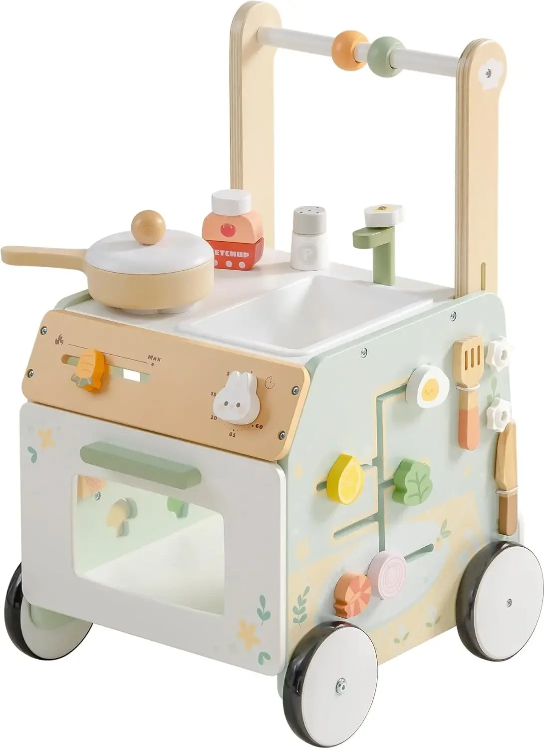 Adjustable Wooden Baby Walker | Montessori Push Toy for Toddlers