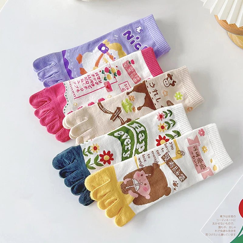 Cute Cartoon Split-Toe Socks for Women | Breathable Kawaii Comfort