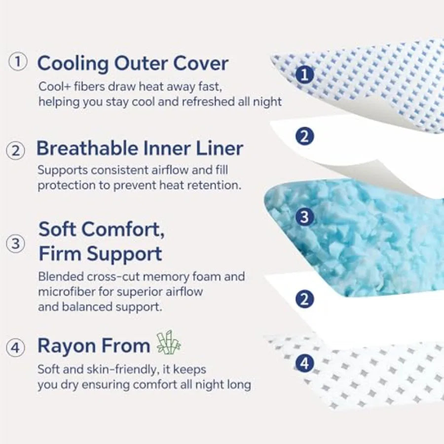 Adjustable Loft Cooling Memory Foam Pillows | King Size Set of 2