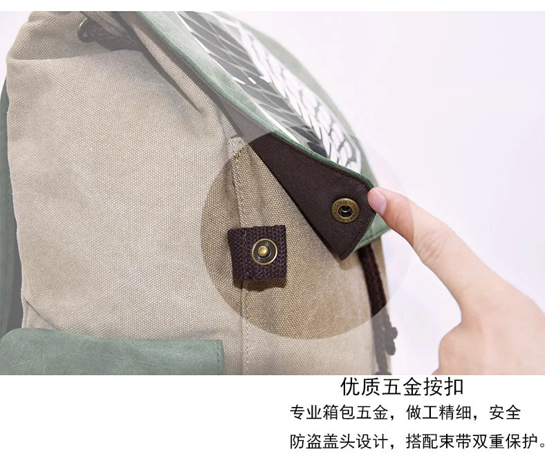 Anime-Inspired Cartoon Canvas Backpack for School & Travel