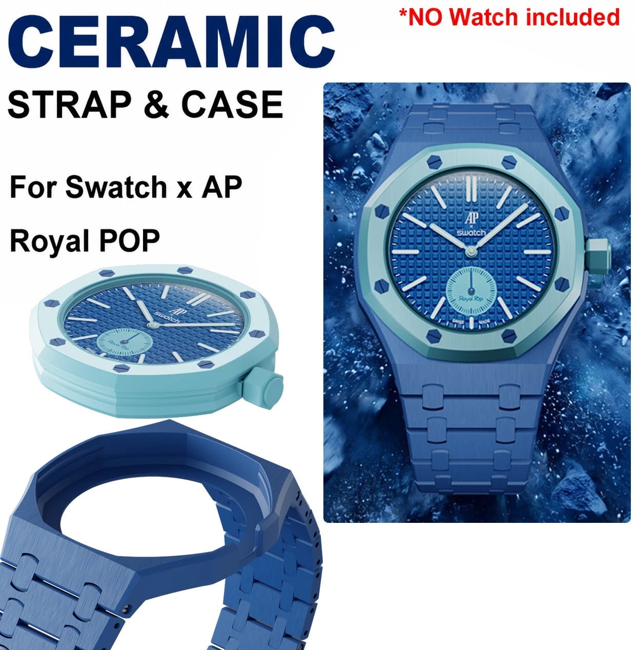 Soul Cool Ceramic Modification Kit For Swatch x AP Royal POP Biomaterials Watch Case Strap Pocket Changer To Wristwatch