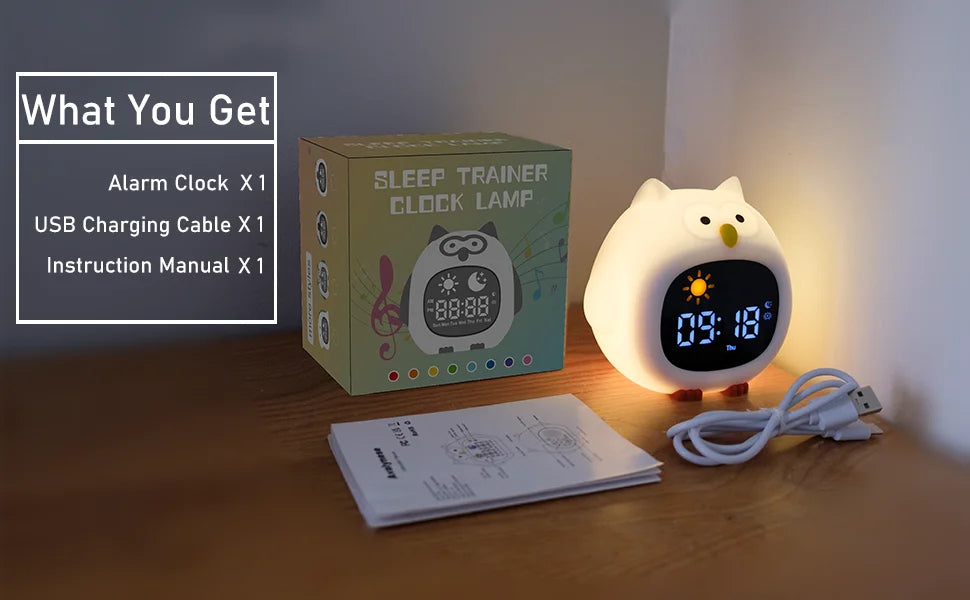 Cute Puppy-Shaped Kids Alarm Clock | Toddler Sleep Training Light