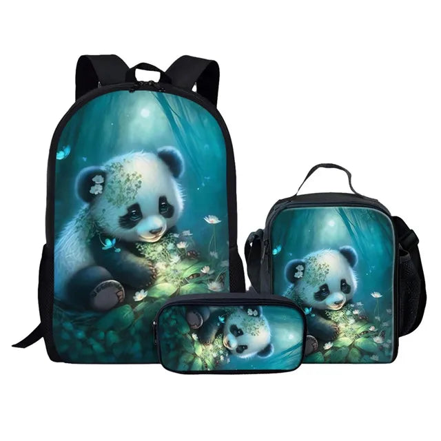 Anime Panda Print Backpack | Trendy School Bag for Kids