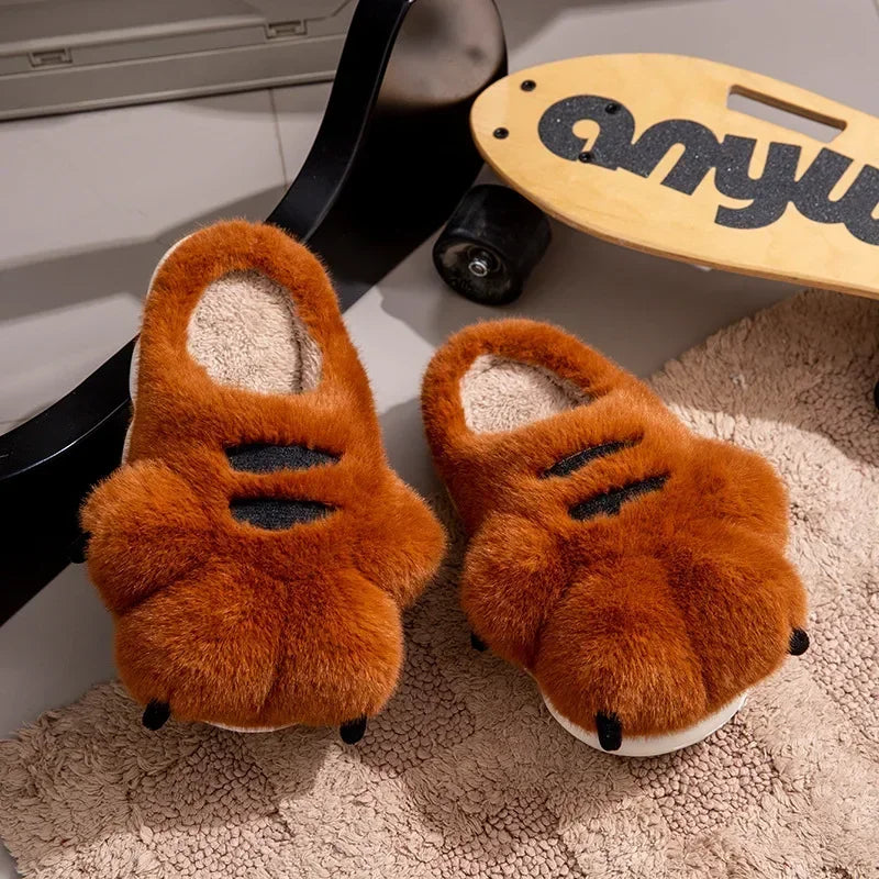Unisex Cute Big Paw Plush Slippers | Cozy Cartoon House Shoes