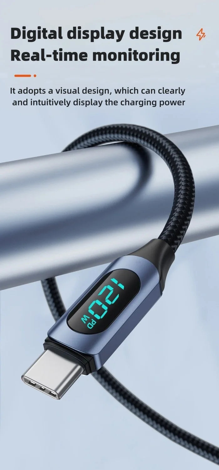 120W Super Fast Type C Charging Cable | High-Speed Data Cord