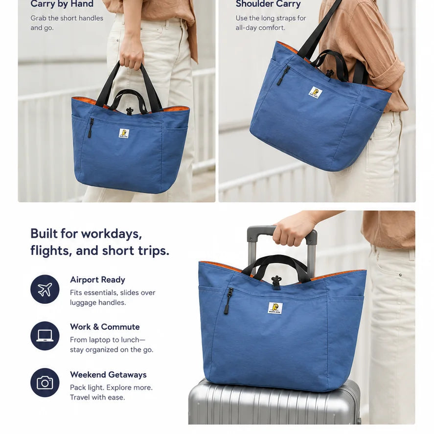 Reversible Large Capacity Travel Tote Bag | Foldable Duffle for All