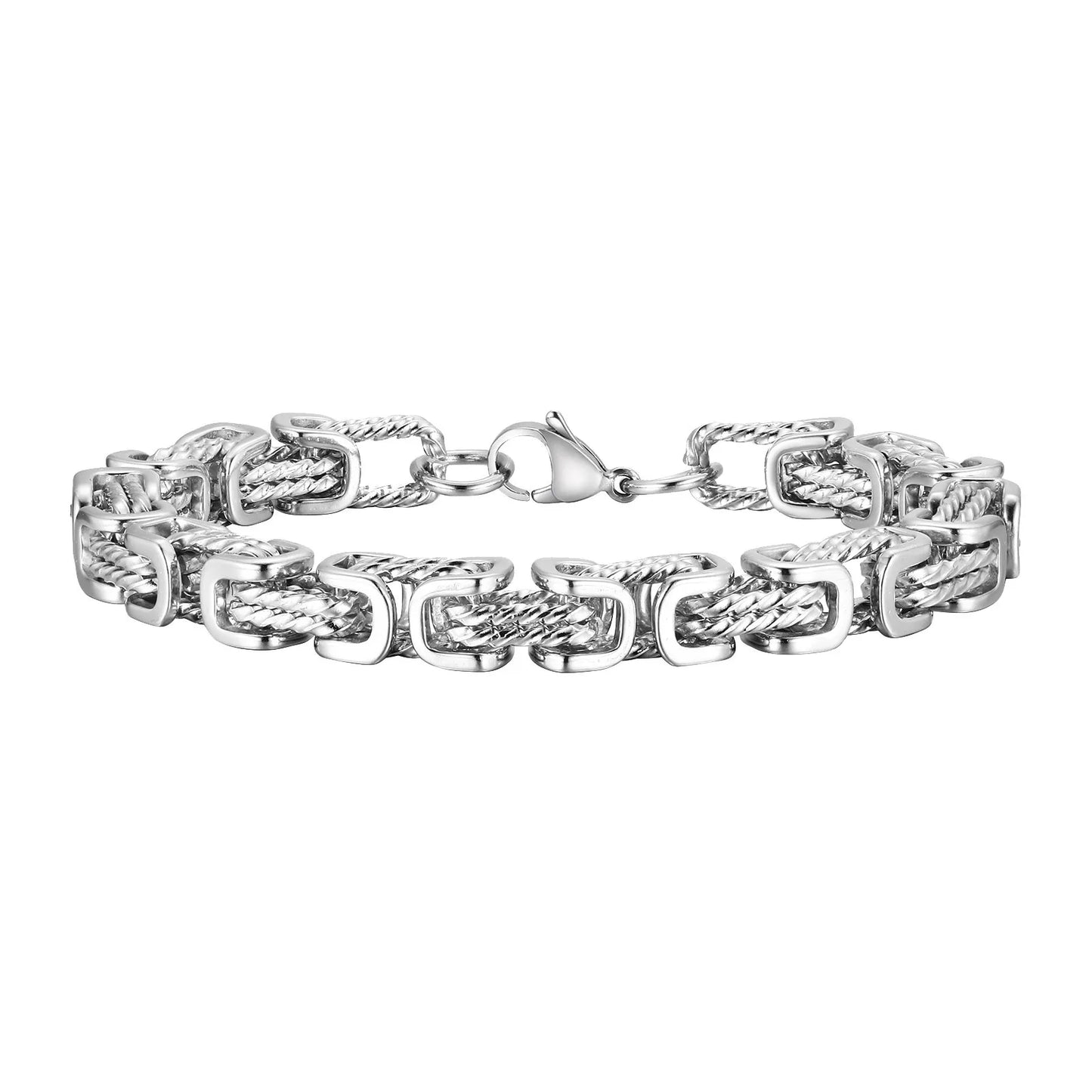 Stainless Steel Byzantine Bracelet | Vintage Style Chain Wristband