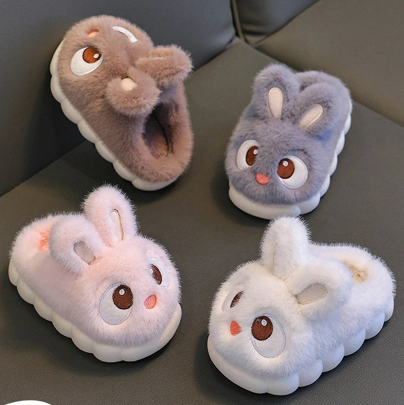 Children's Winter Cotton Slippers | Warm Rabbit Ear Indoor Shoes