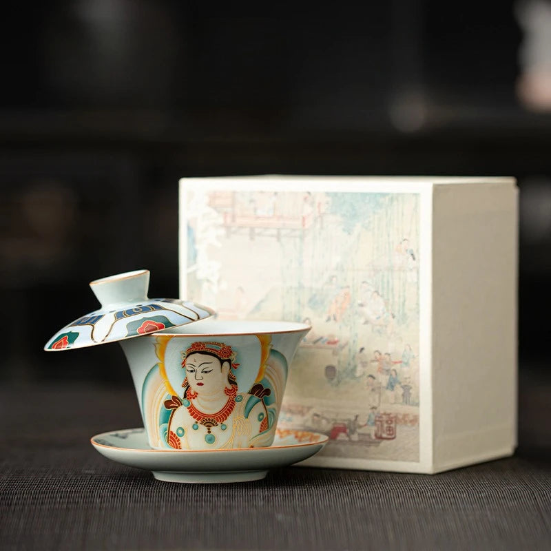 Elegant Rotatable Tea Tureen | Zen Gaiwan Teacup Set