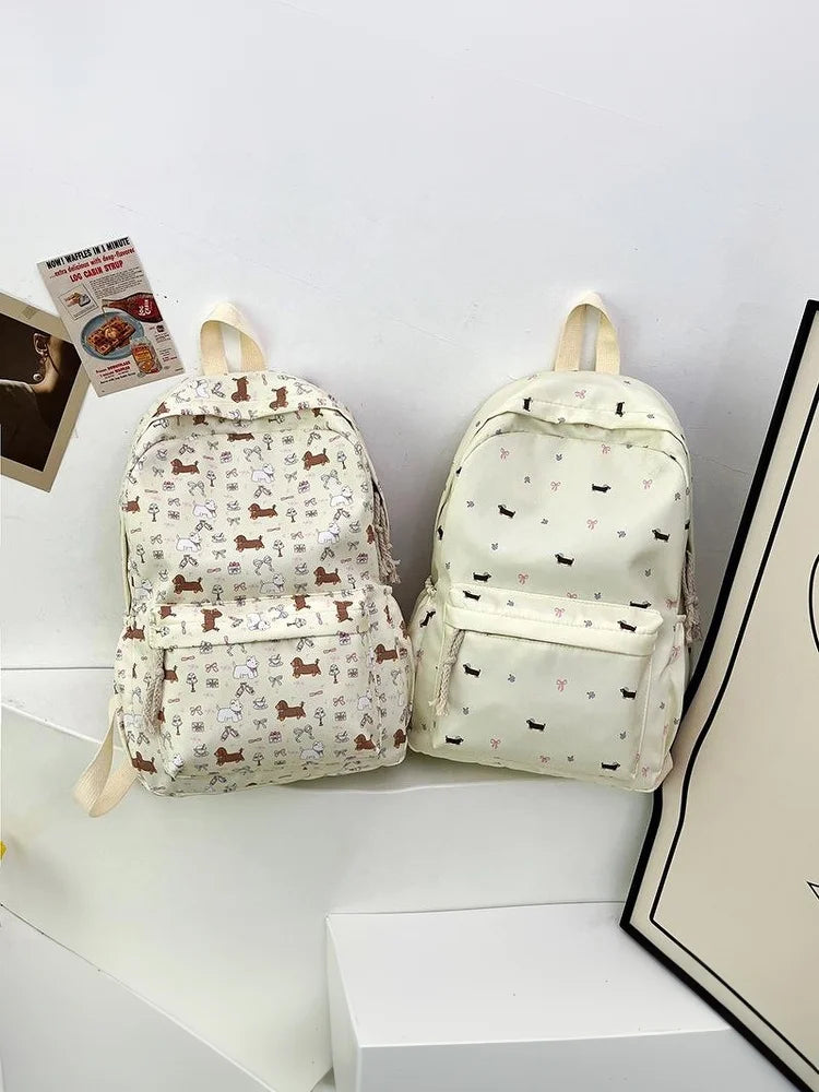 Cute Dachshund Print College Backpack | Stylish and Spacious Design