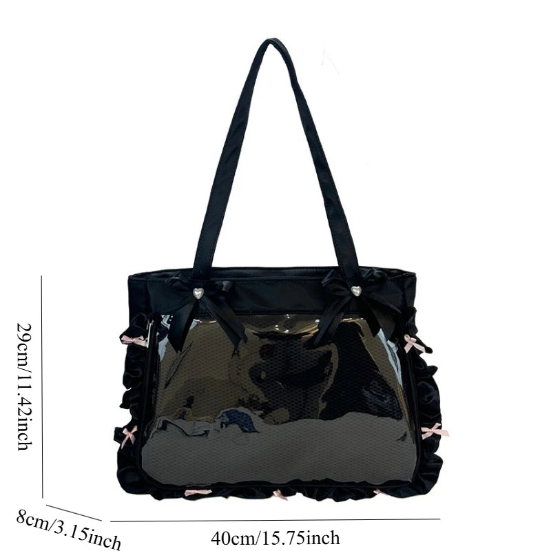 Bolsa Bandolera de Anime Estilo Preppy de Gran Capacidad para Mujer