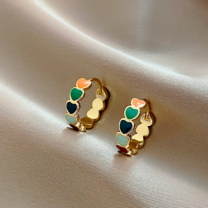 Romantic Retro Enamel Gold Hoop Earrings for Women | Fashion Jewelry