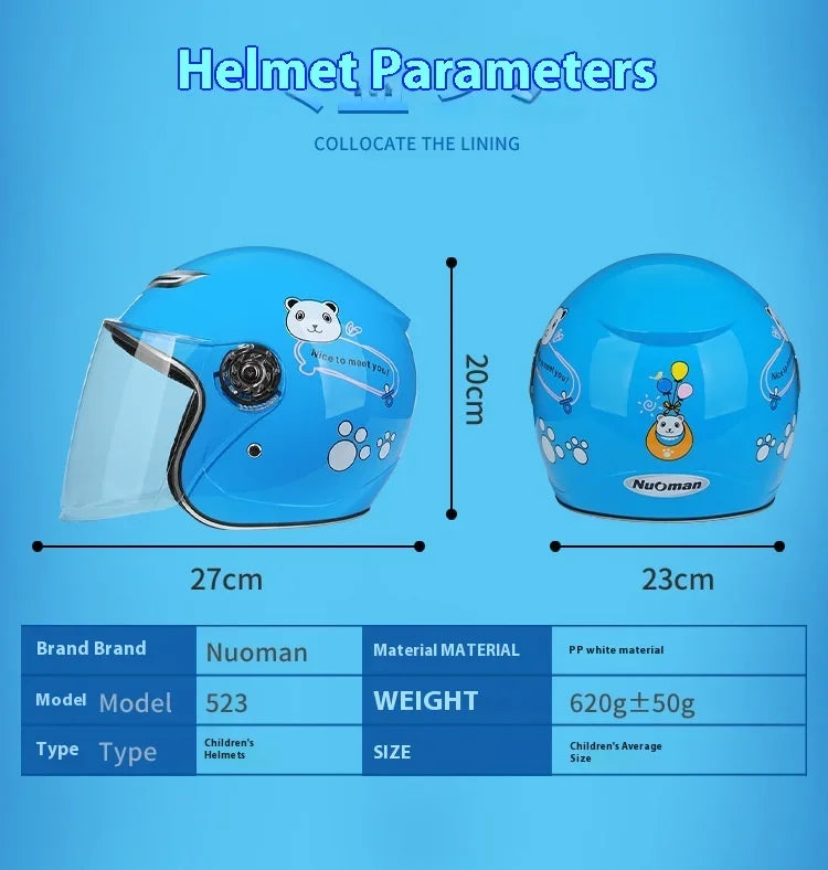 Cute Cartoon Kids Helmet | Safe & Stylish Motorcycle Headgear