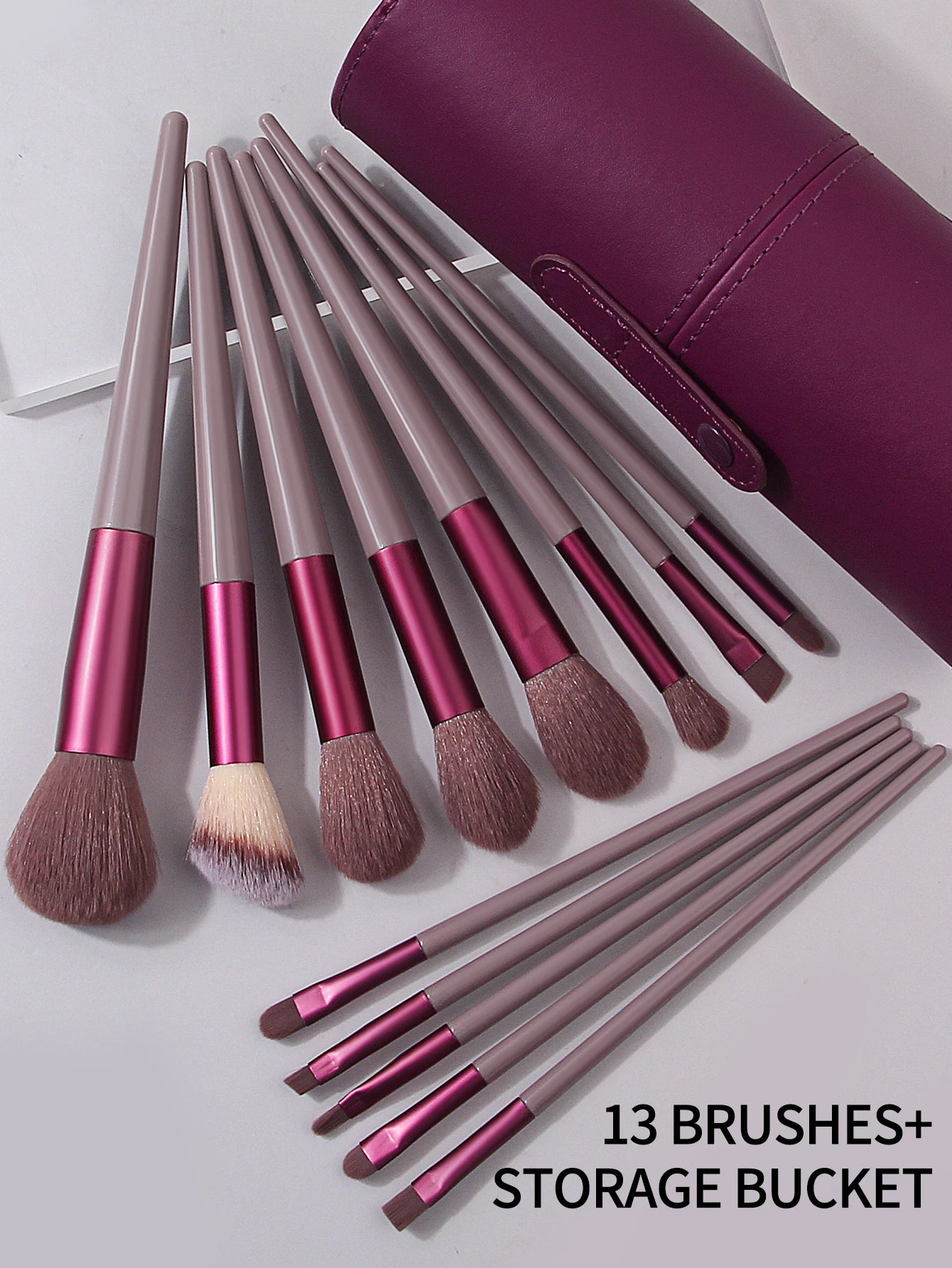 13 Piece Professional Makeup Brush Set – Soft Fluffy Nylon & Wool Fiber Brushes for Foundation, Eyeshadow, Concealer, Blending, Blush & Kabuki – Full Face Beauty Tools
