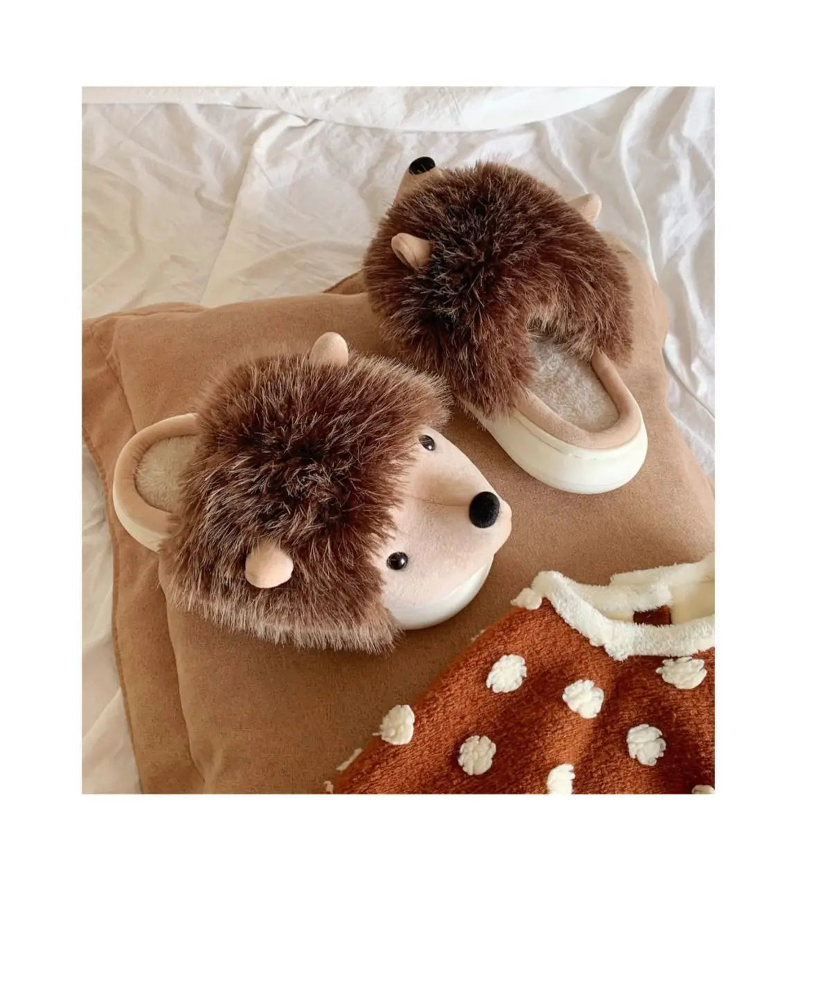 Cute Hedgehog Plush Winter Slippers | Cozy Cotton Home Shoes