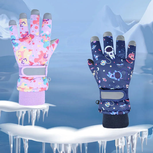 Guantes de invierno impermeables para niños para esquiar, hacer snowboard y andar en bicicleta