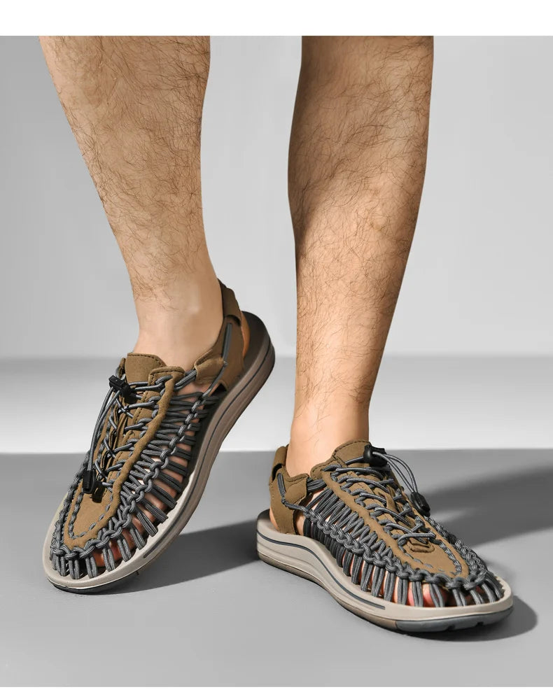Men's Genuine Leather Sandals | Casual Beach & Outdoor Shoes