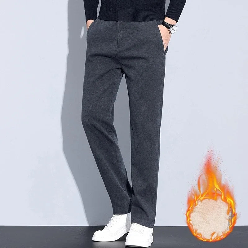 Men's Winter Thick Warm Casual Pants | Fleece Thermal Trousers