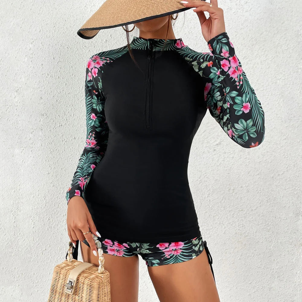Women's Long Sleeve Swimsuit Set | Stylish & Sporty Beachwear