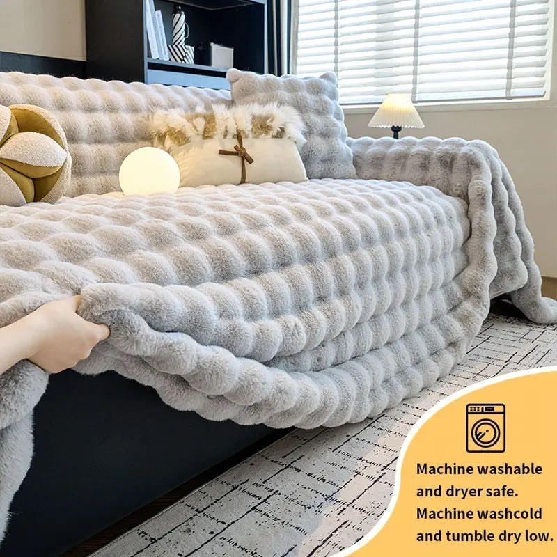 Plush Sofa Towel Cover | Thick Anti-Slip Winter Sofa Protector