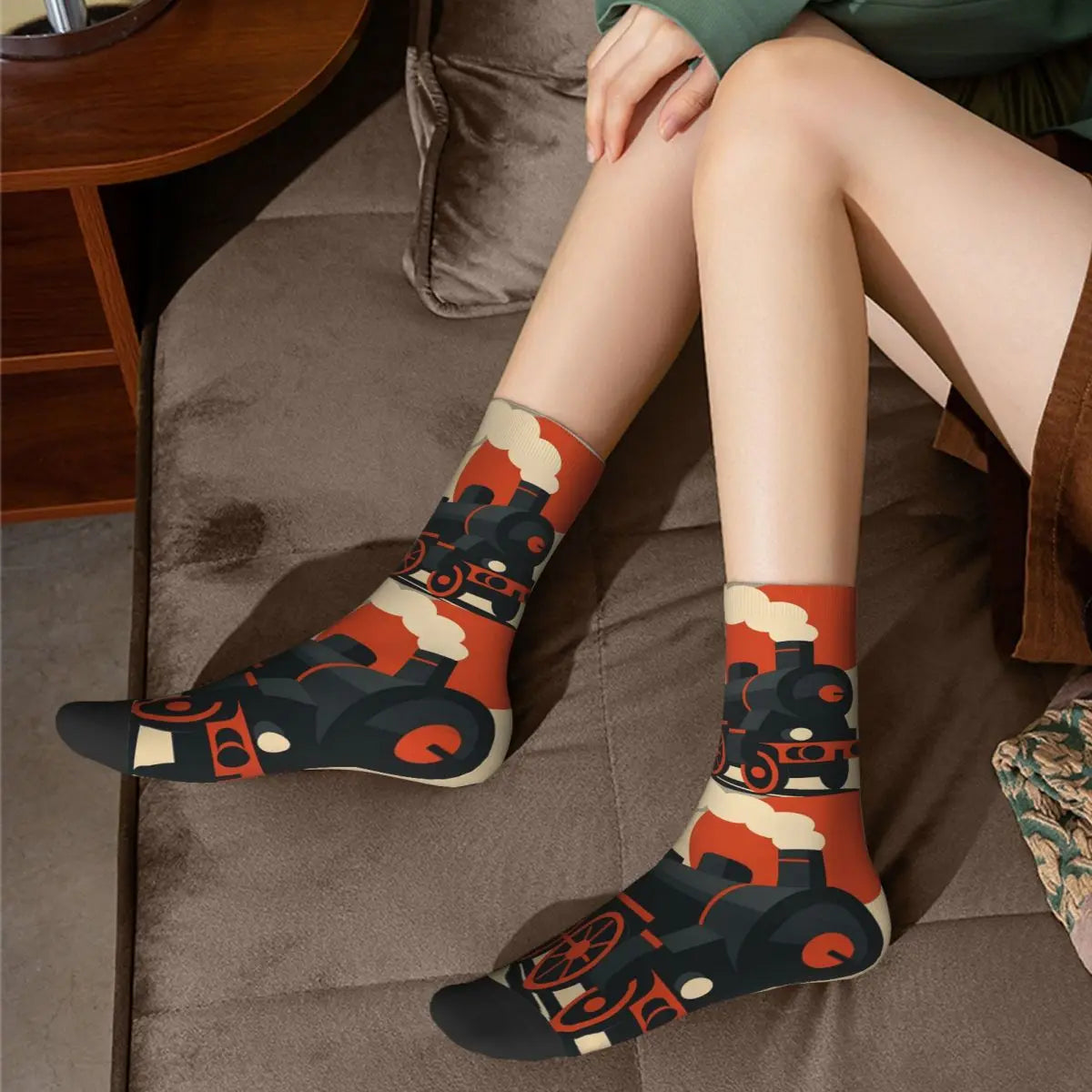 Trendy Steam Train Crew Socks | Stylish All Seasons Long Stockings