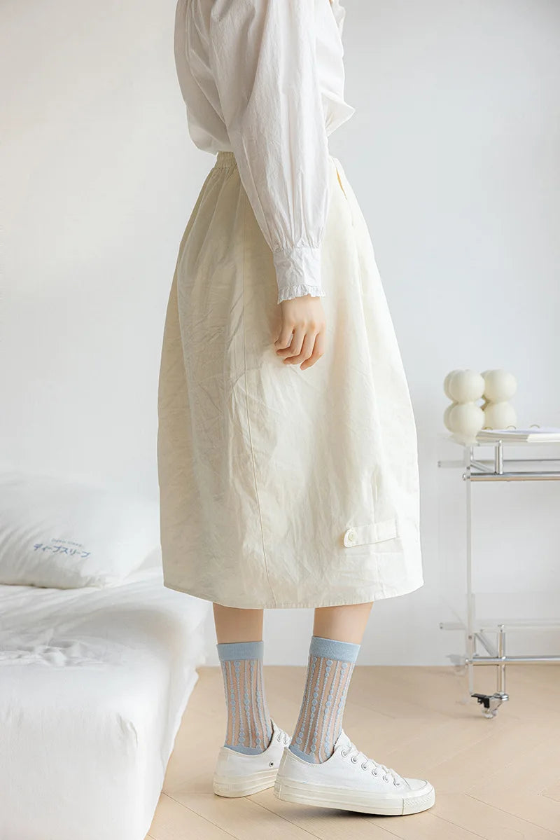 Cute Striped Kawaii Socks for Women | Ultra-Thin Summer Wear