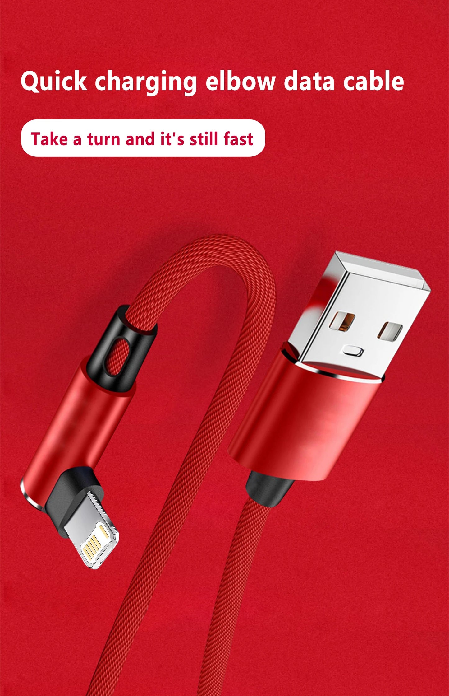 Gaming Elbow Fast Charger Cable for iPhone Devices | Braided USB
