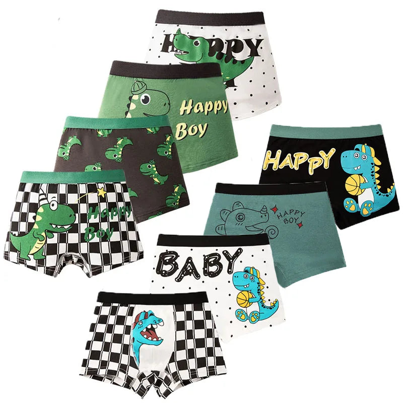 Multipack Dinosaur Pattern Boys Boxer Briefs | Breathable Kids Underwear