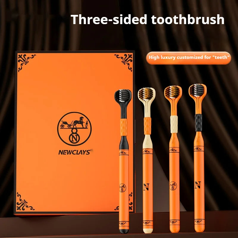 Soft-Bristled Three-Sided Toothbrushes Gift Set - 4 Pack