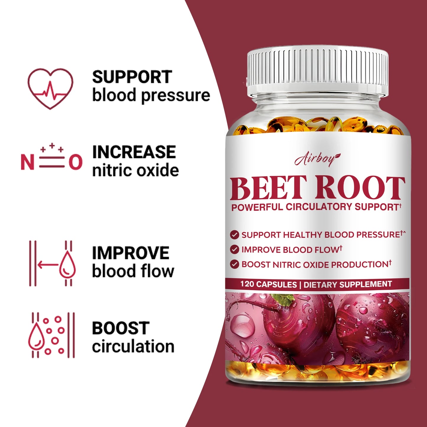 Beetroot Capsules for Heart Health & Blood Circulation Support