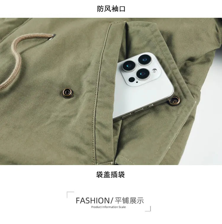 Men's Retro M51 Mid-Length Windbreaker Parka with Hood | Fall/Winter