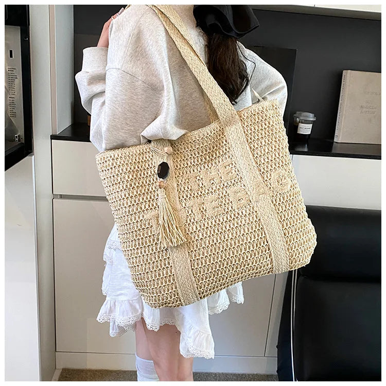 Hand-Woven Summer Handbags | Large Capacity Tote with Tassel