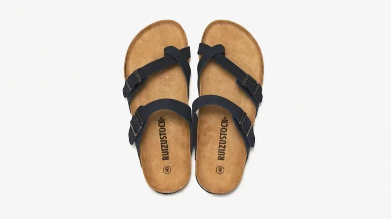 Men's Non-Slip Slippers with Cork Metal Buckle | Waterproof Outdoor Wear