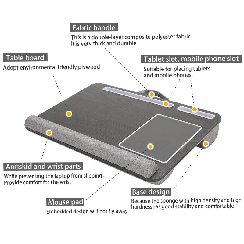 Portable Multi-Purpose Laptop Desk with Anti-Slip Mouse Pad