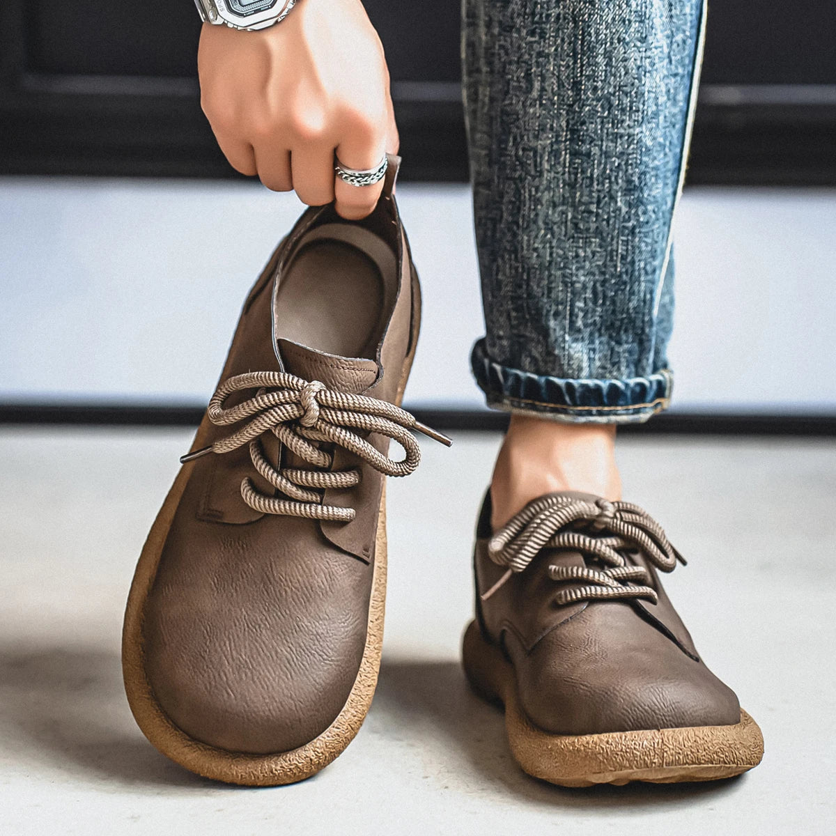 Men's Plus Size Retro PU Leather Ankle Shoes | Comfortable Casual Wear