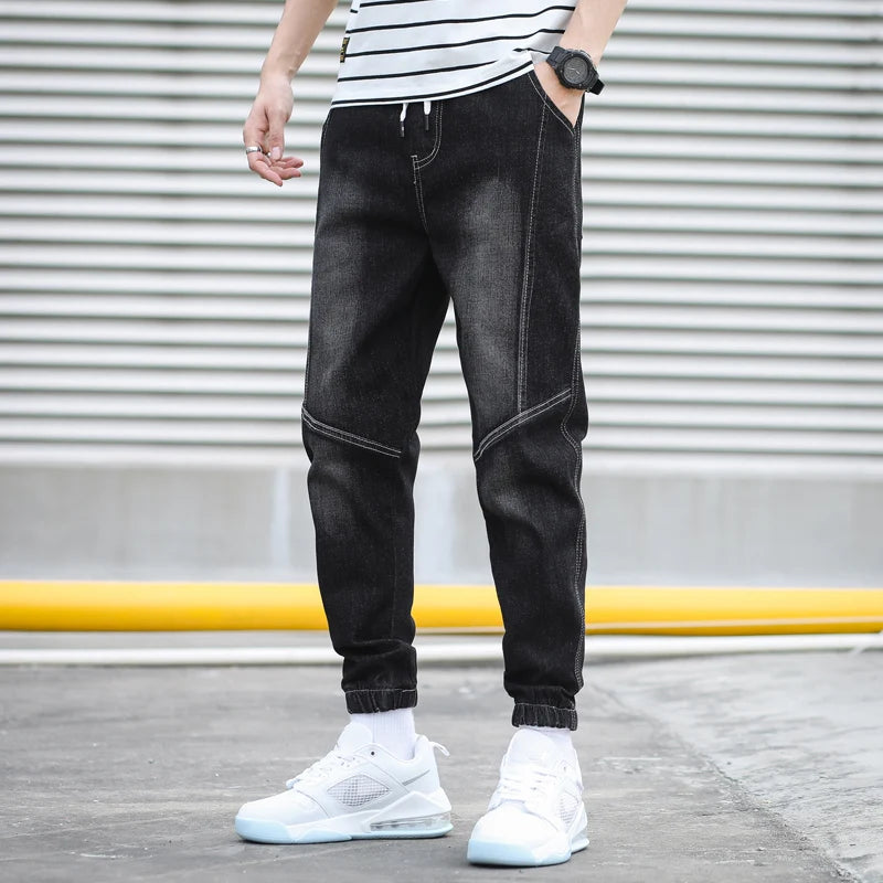 Men's Harem Denim Cargo Pants | Casual Streetwear Joggers