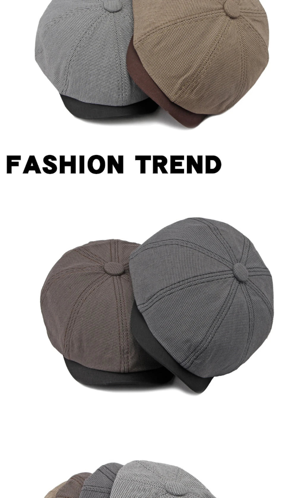 Unisex Plaid Beret Caps for Spring & Summer | Fashionable Flat Hats