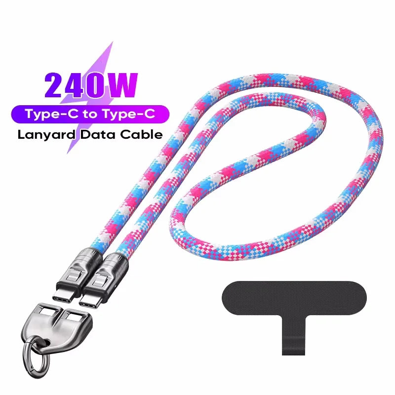 2 in 1 USB-C Phone Lanyard Charging Cable | Fast Charge & Data Transfer