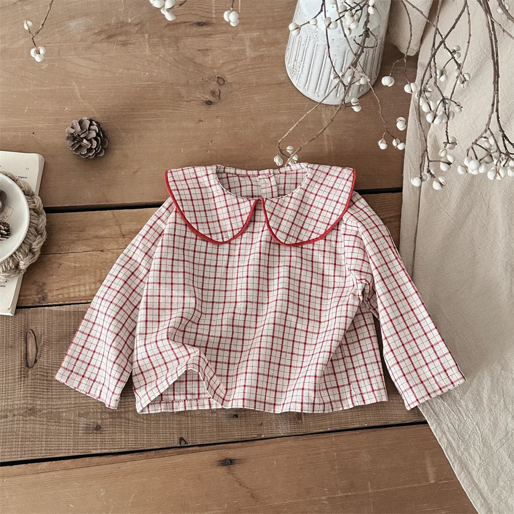 Cotton Baby Girls' Long Sleeve Plaid Blouse | Cute & Comfy Toddler Top