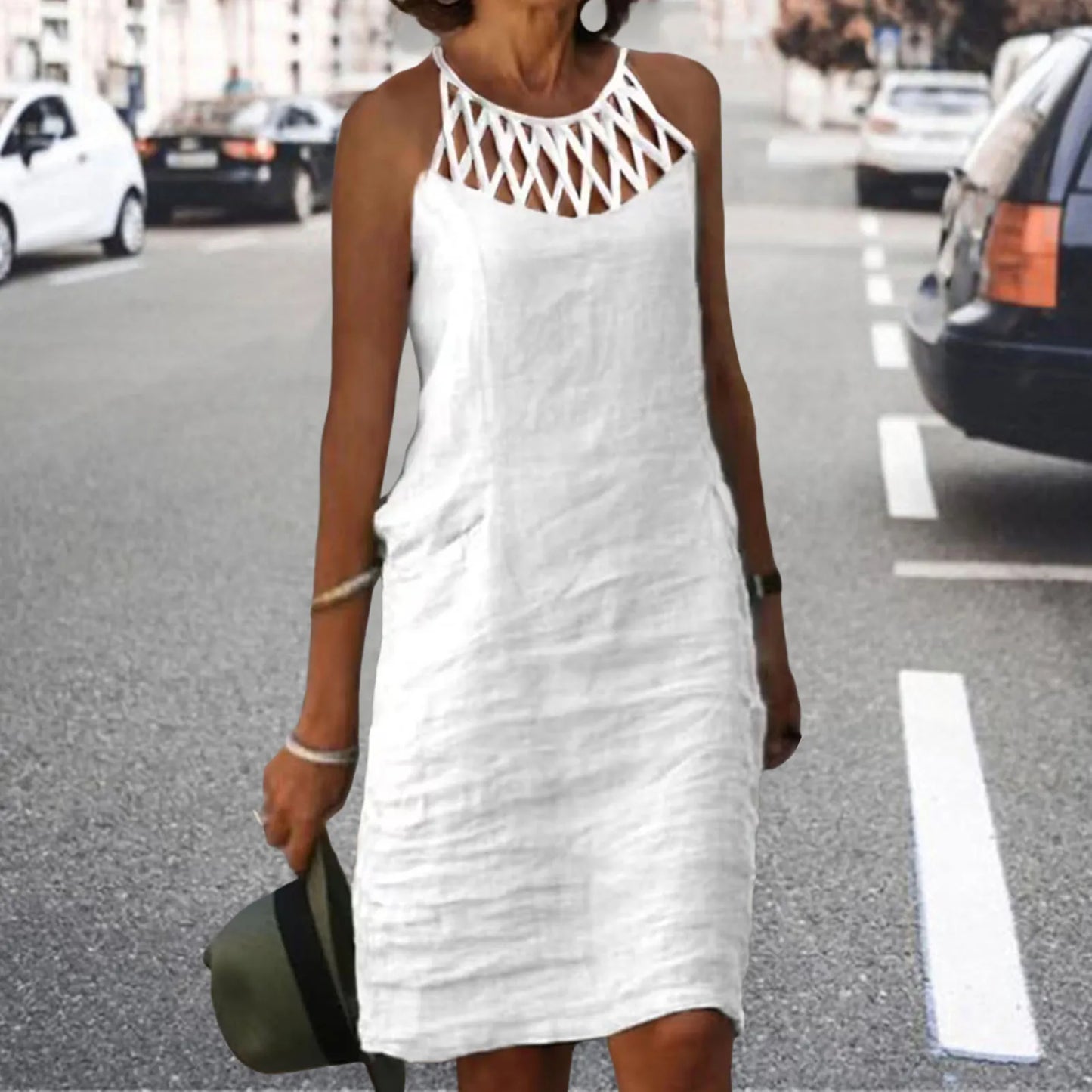Women's Elegant Hollow Lace Midi Dress | Perfect for Summer Style