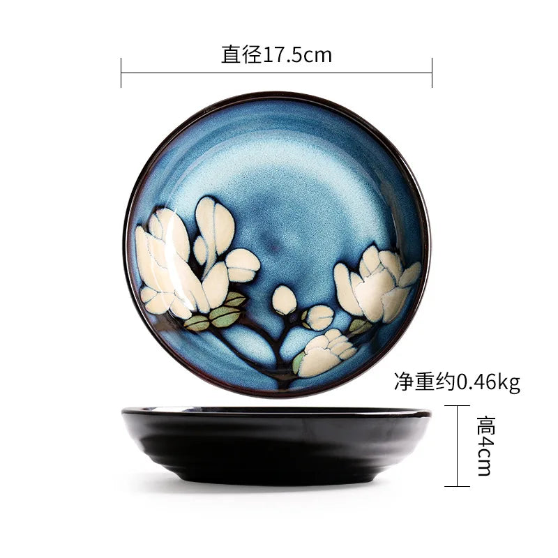 Juego de cuencos hondos para sopa pintados a mano de estilo japonés | Vajilla elegante
